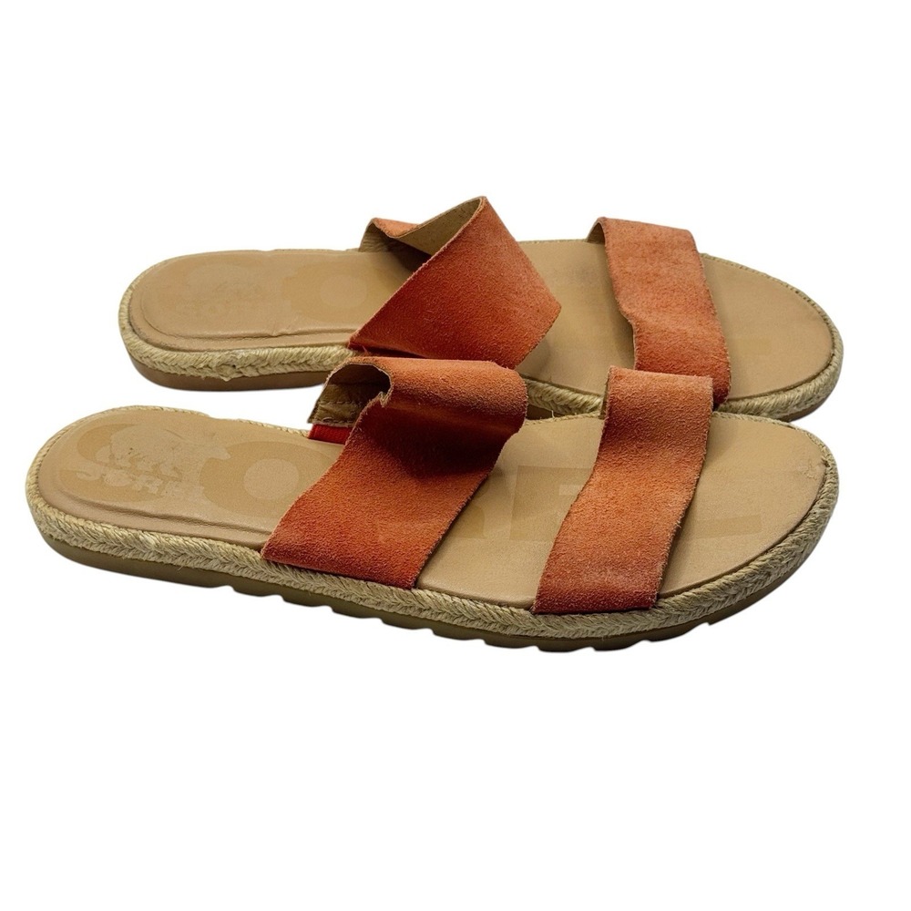 Sorel Ella II Slide Sandals Women's Size 8.5 Beige Orange Flats Leather - Picture 3 of 5